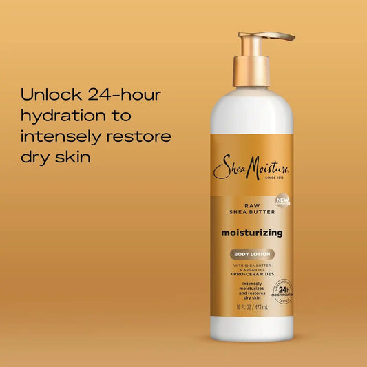 SheaMoisture Raw Shea Butter Body Lotion 24-Hour Moisture, 16 Fl Oz (Pack of 4)