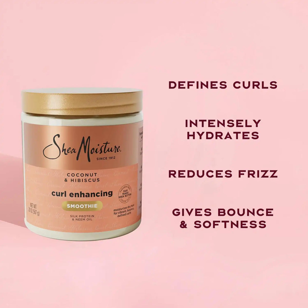Shea Moisture Curl Enhancing Smoothie Hair Cream for Thick, Curly Hair Coconut and Hibiscus Sulfate Free and Paraben Free Curl Cream 20 Ounce (Pack of 12)