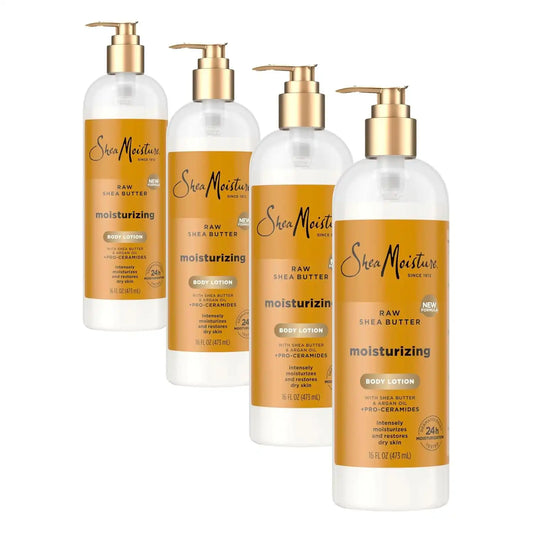 SheaMoisture Raw Shea Butter Body Lotion 24-Hour Moisture, 16 Fl Oz (Pack of 4)
