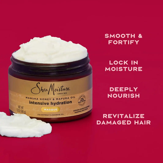 Shea Moisture Intensive Hydration Hair Masque Manuka Honey & Mafura Oil For Dry, Damaged Hair Deep Conditioning Hair Treatment 11.5 oz