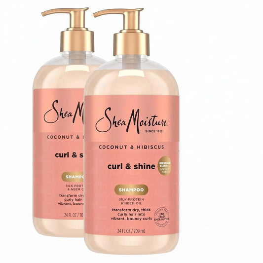 SheaMoisture Shampoo Coconut and Hibiscus,for Thick,Curly Hair,to Cleanse & Hydrate,24 oz,(Pack of 2)