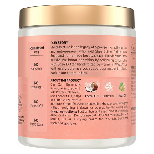 Shea Moisture Curl Enhancing Smoothie Hair Cream for Thick, Curly Hair Coconut and Hibiscus Sulfate Free and Paraben Free Curl Cream 20 Ounce (Pack of 12)