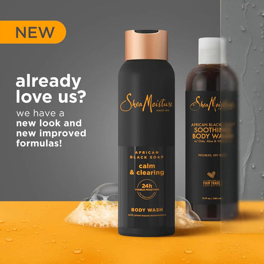 Shea Moisture African Black Soap Body Wash Calm and clearing body wash, 18 Fl Oz (Pack of 4)