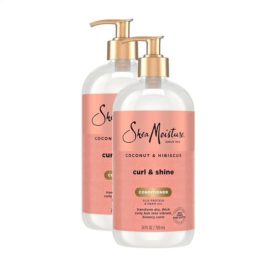 SheaMoisture Curl & Shine Conditioner Coconut & Hibiscus,for Thick,Curly Hair,to Moisturize-& Soften,24 oz,(Pack of 2)