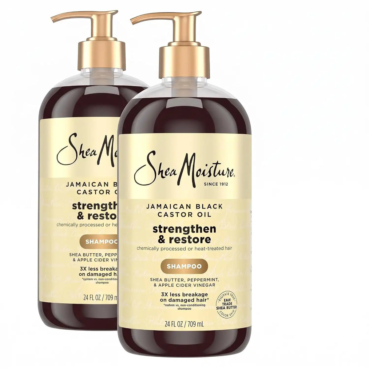 SheaMoisture Strengthen and Restore Shampoo Jamaican Black Castor Oil for Damaged Hair Sulfate-Free 24 oz,(Pack of 2)