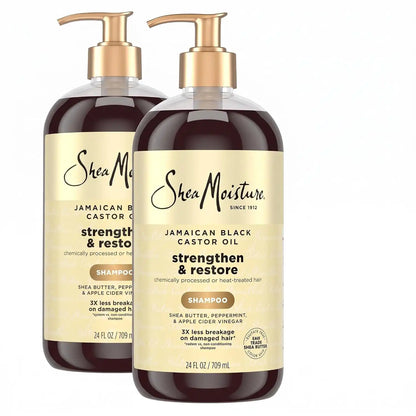 SheaMoisture Strengthen and Restore Shampoo Jamaican Black Castor Oil for Damaged Hair Sulfate-Free 24 oz,(Pack of 2)