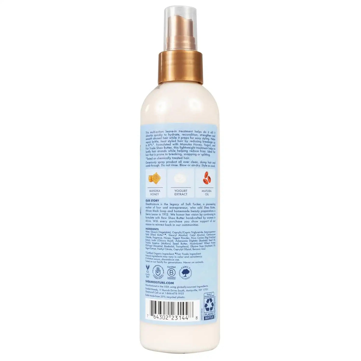 SheaMoisture Multi-Action Leave-In Conditioner Manuka Honey And Yogurt For Damaged Hair Sulfate Free Conditioner Spray 8 Oz,(Pack of 2)