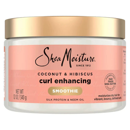 Shea Moisture Smoothie Curl Enhancing Cream Coconut and Hibiscus for Thick, Curly Hair Sulfate Free and Paraben Free 12 oz (Pack of 12)