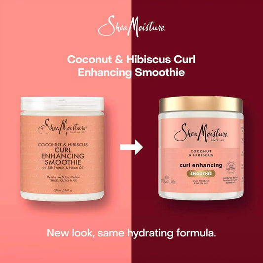 Shea Moisture Curl Enhancing Smoothie Hair Cream for Thick, Curly Hair Coconut and Hibiscus Sulfate Free and Paraben Free Curl Cream 20 oz