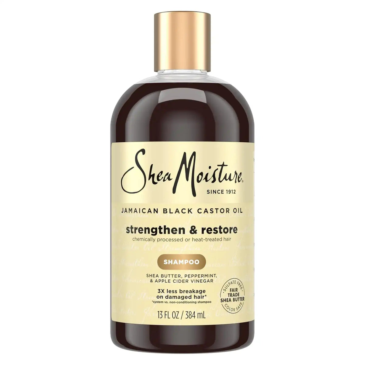 Shea Moisture Strengthen and Restore Shampoo for Damaged Hair 100% Pure Jamaican Black Castor Oil Cleanse and Nourish 13 oz