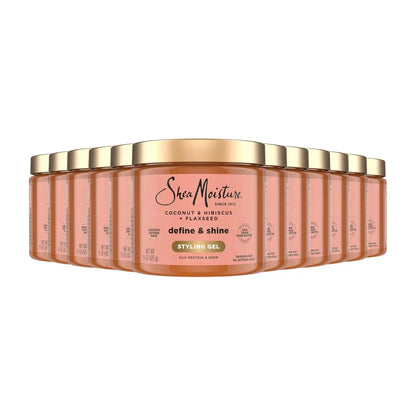 SheaMoisture Define&Shine Styling Gel+Flaxseed 12ct Coconut&Hibiscus Hydrates,Holds Your Style All Day Infused With Glycerin,CoconutOil an Invigorating Sweet Scent ParabenFree Frizz Control Gel 15OZ