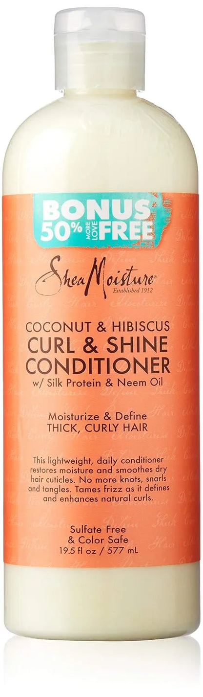 Shea Moisture Coconut & Hibiscus Curl & Shine Conditioner, 19.5 Fl Oz