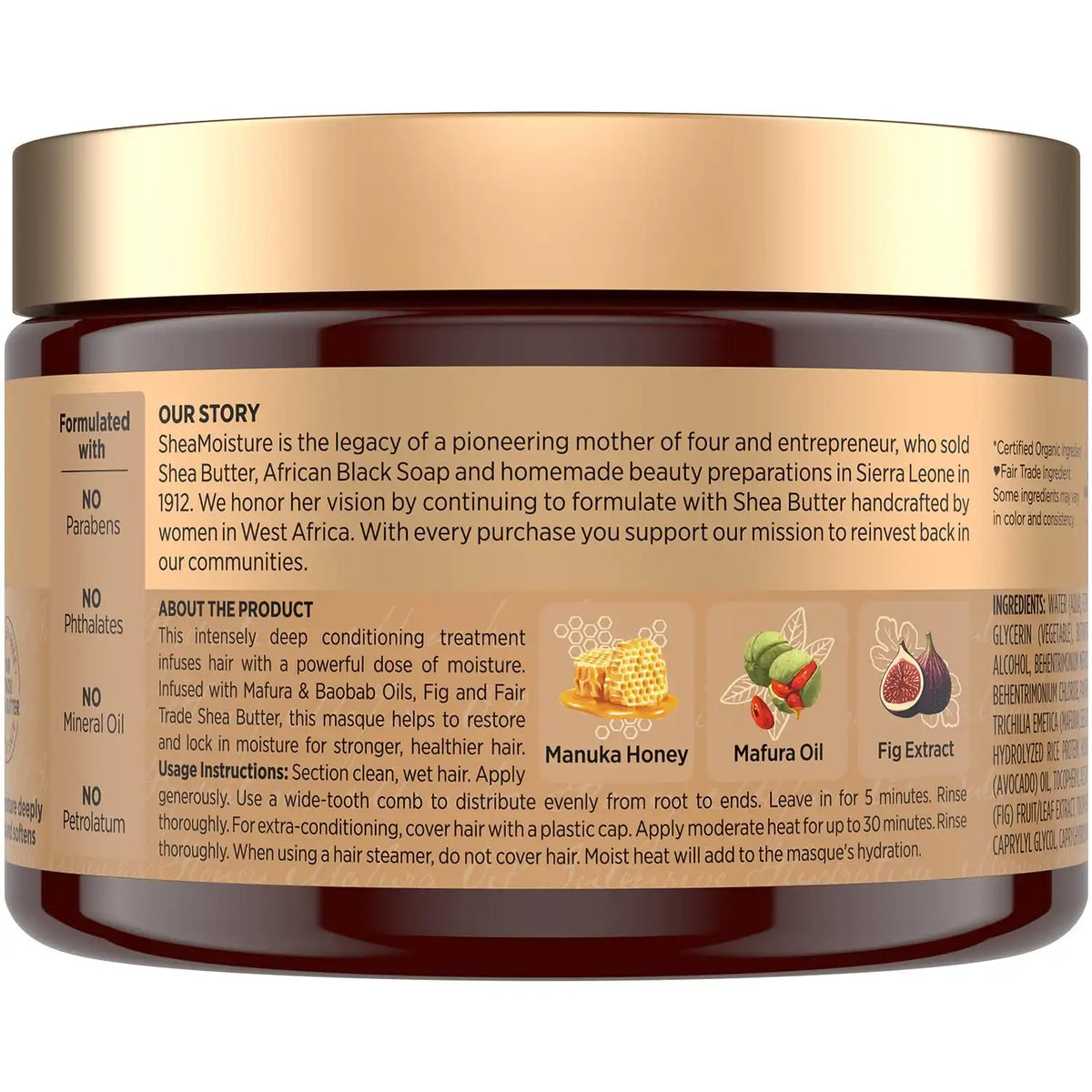 Shea Moisture Hair Mask, Manuka Honey & Mafura Oil Intensive Hydration Masque 2-Pack for Revitalizing Extra Dry, Damaged Hair, Frizz Control, 12 Oz Ea