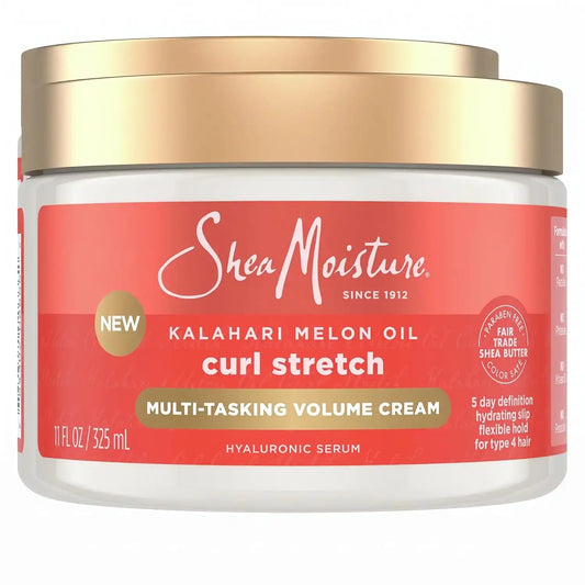 SheaMoisture Curl Stretch Multi-tasking Volume Cream Kalahari Melon Oil and a Tropical Vacation Scent With Hydrating Hyaluronic Serum, Defines Type 4 Curls For Days 11 Fl Oz, (Pack of 2)