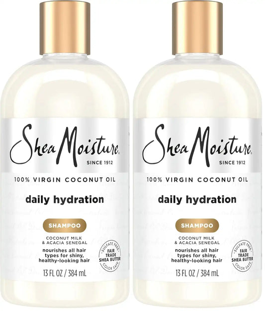 SheaMoisture Shampoo, 13 oz, All Hair Types | Daily Hydration | Virgin Coconut Oil | Sulfate-Free | Pack of 2