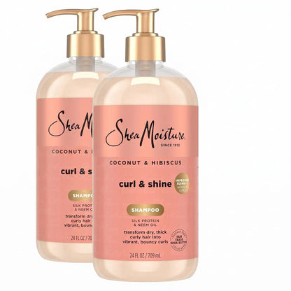 SheaMoisture Shampoo Coconut and Hibiscus,for Thick,Curly Hair,to Cleanse & Hydrate,24 oz,(Pack of 2)