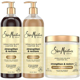 SheaMoisture Jamaican Black Castor Oil Strengthen & Restore Hair Repair Shampoo, Conditioner + Leave-In Conditioner, Family-Size Bundle