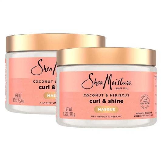 SheaMoisture Hair Mask Coconut & Hibiscus for Dry Curls Hair Mask with Shea Butter 11.5 oz, (Pack of 2)