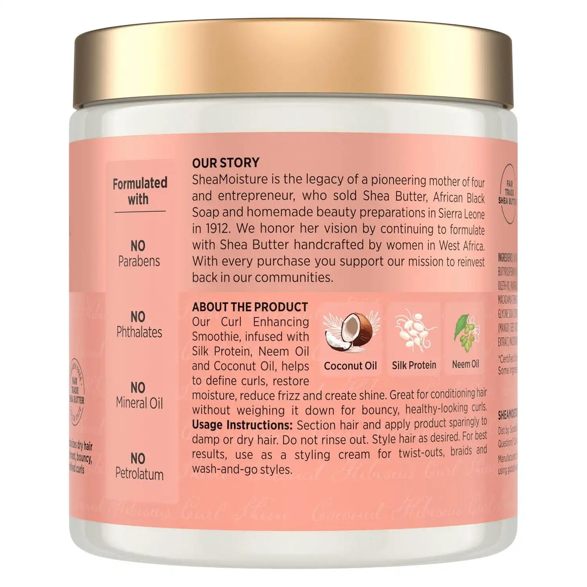 Shea Moisture Curl Enhancing Smoothie Hair Cream for Thick, Curly Hair Coconut and Hibiscus Sulfate Free and Paraben Free Curl Cream 20 Ounce (Pack of 12)