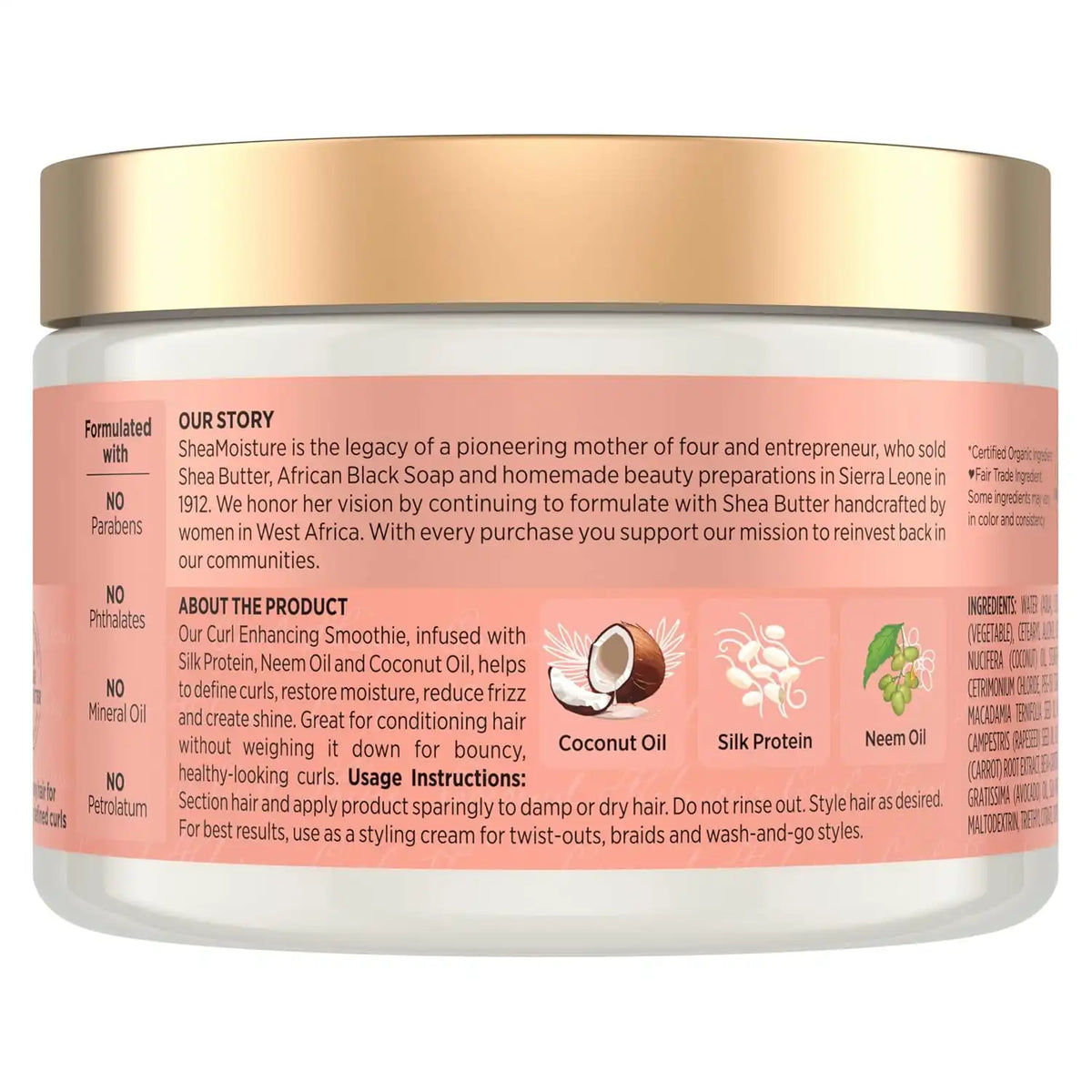 Shea Moisture Smoothie Curl Enhancing Cream Coconut and Hibiscus for Thick, Curly Hair Sulfate Free and Paraben Free 12 oz (Pack of 12)