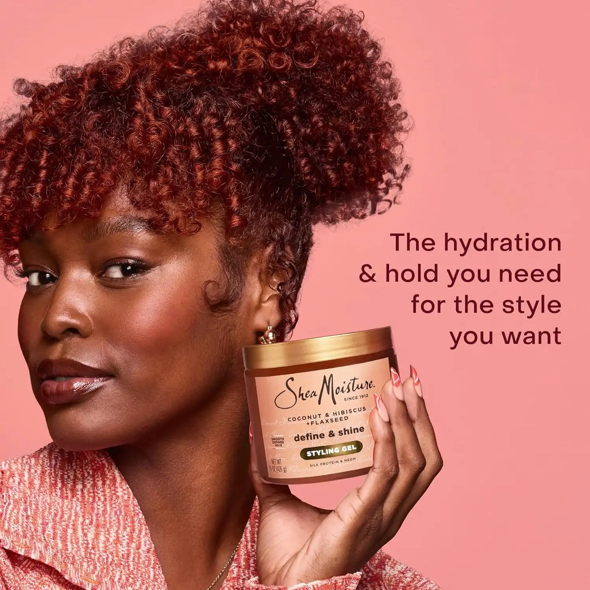 SheaMoisture Define&Shine Styling Gel+Flaxseed 12ct Coconut&Hibiscus Hydrates,Holds Your Style All Day Infused With Glycerin,CoconutOil an Invigorating Sweet Scent ParabenFree Frizz Control Gel 15OZ